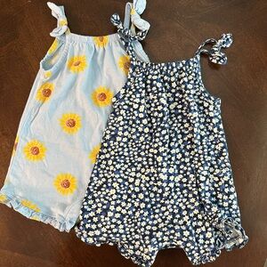 Old Navy Sunflower and Daisy Kids Romper Set - Blue and Yellow